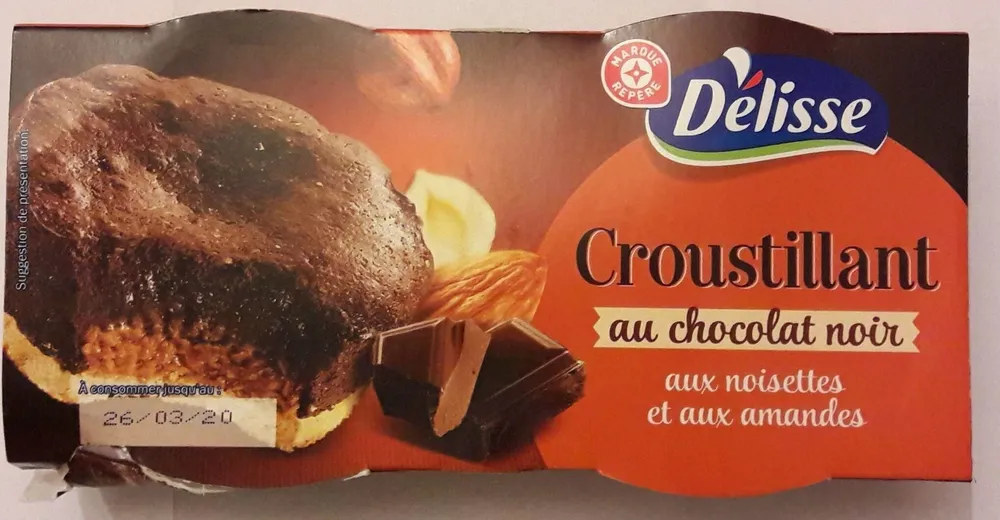 Croustillant au chocolat noir noisettes amandes