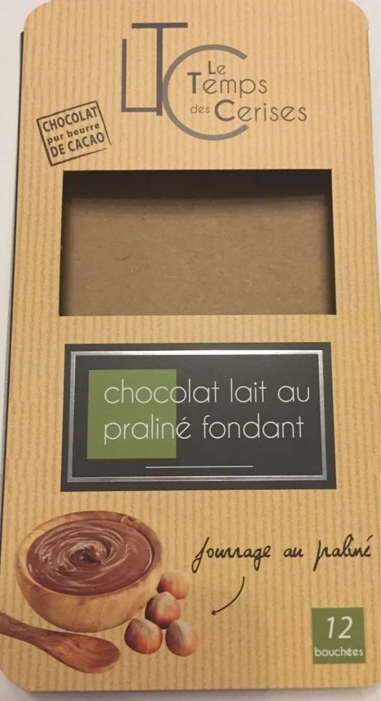 Chocolat lait au praliné fondant