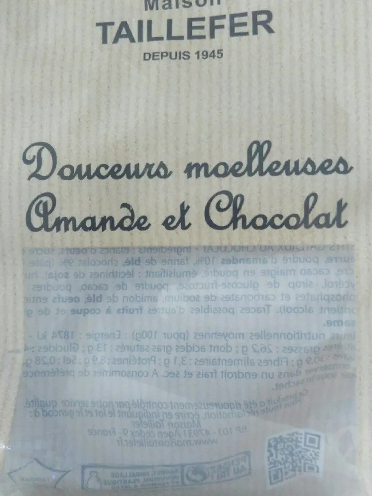 Douceurs moelleuses amande et chocolat
