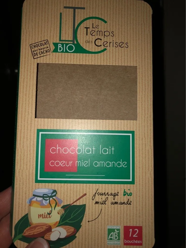 Chocolat lait coeur miel amande