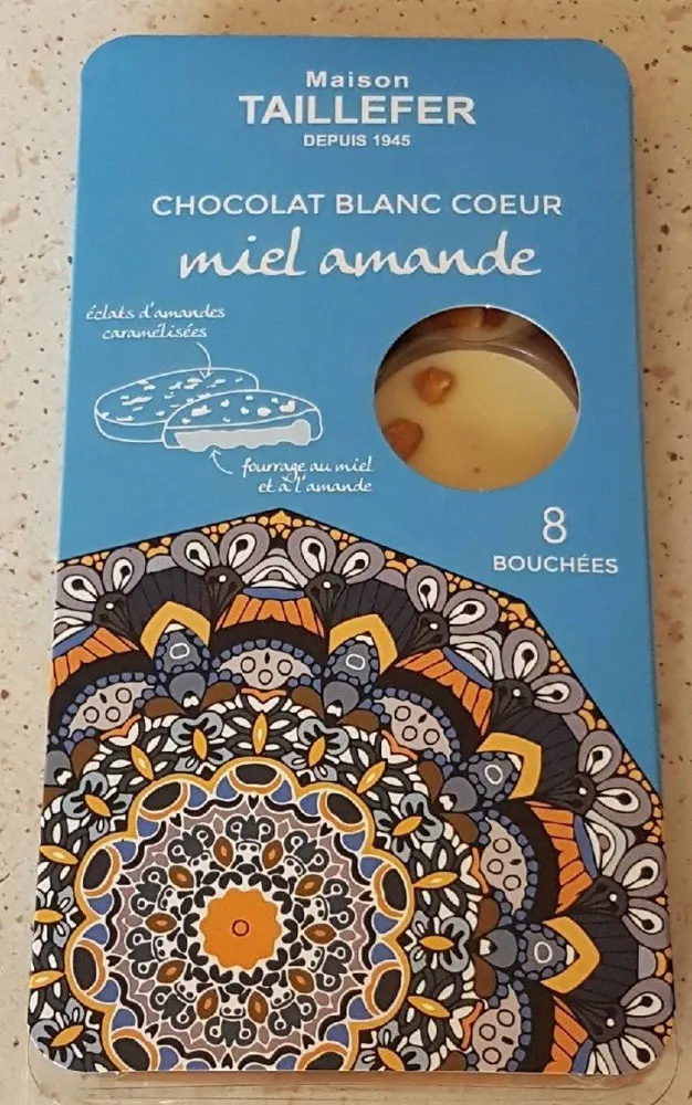 Chocolat blanc cœur miel amande