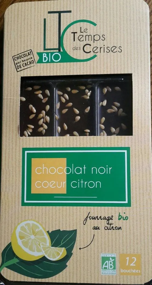 Chocolat noir coeur citron bio