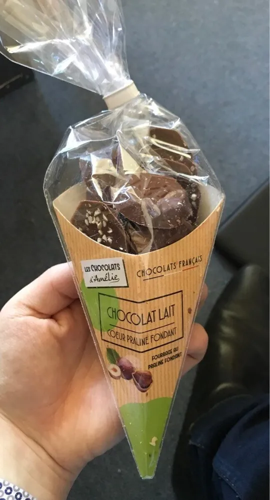 Chocolat lait coeur praline fondant