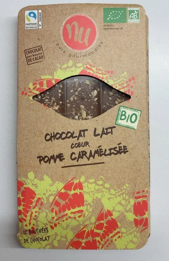 Chocolat lait coeur pomme caramélisée