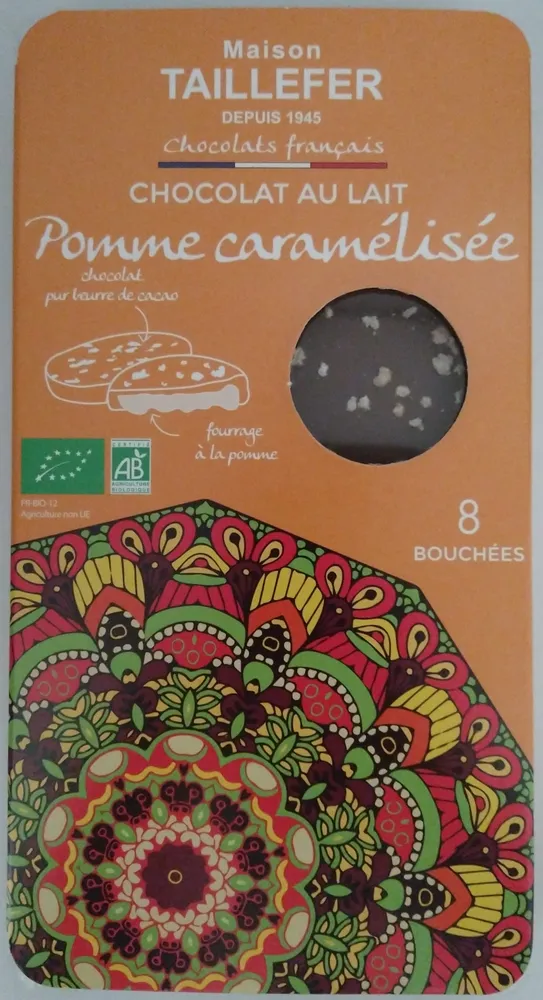 Chocolat au lait bio pomme caramélisée