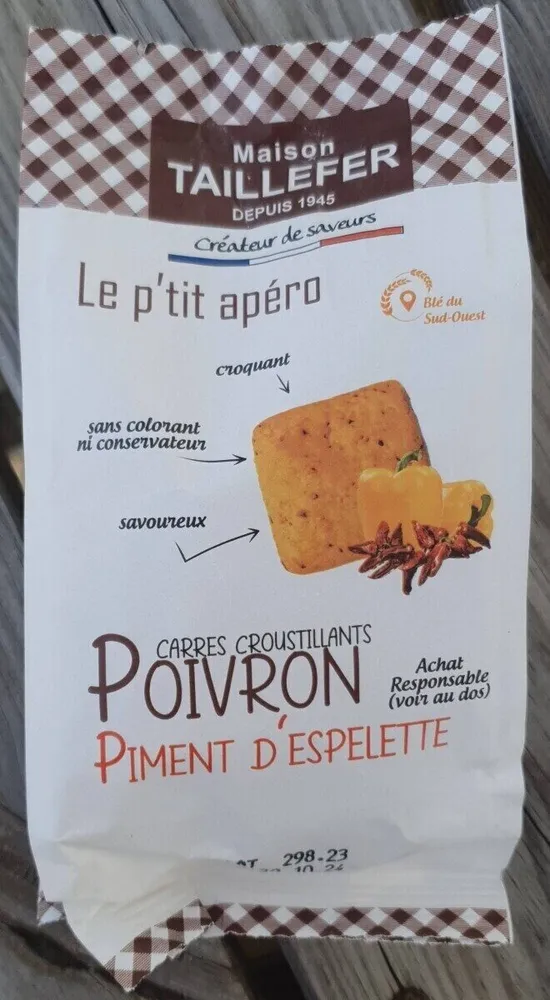 Le p'tit apéro Carrés croustillants poivron piment d'espelette