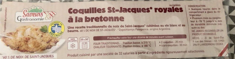 Coquilles st Jacques royales a la bretonne