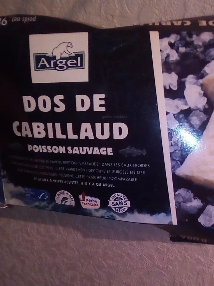 Dos de cabillaud poisson sauvage