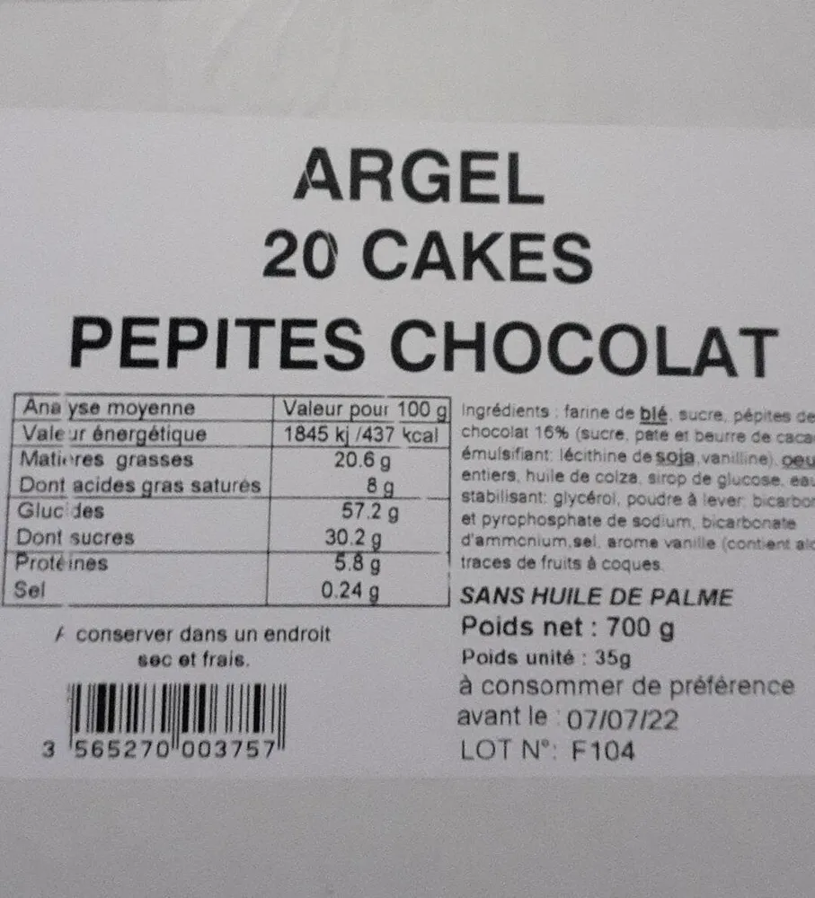 Cakes pépites chocolat