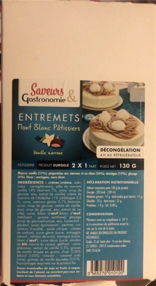 Entremets Mont Blanc Pâtisier