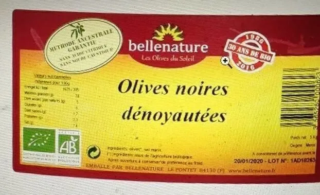 Olives noires dénoyautées bio