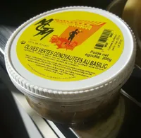 Olives vertes denoyautées au basilic