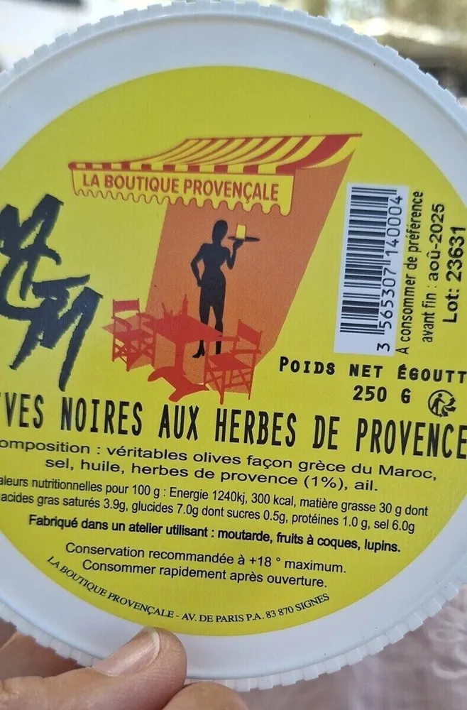 Olives noires aux herbes de Provence