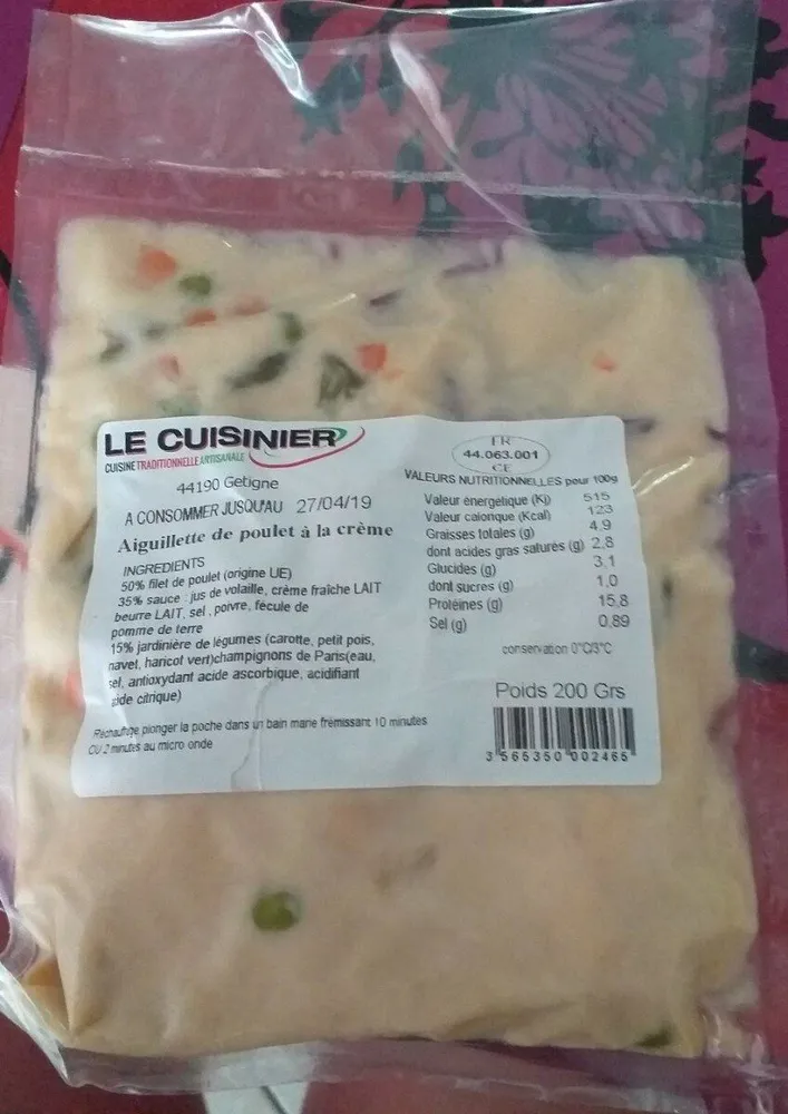 aiguillette de poulet à la crème