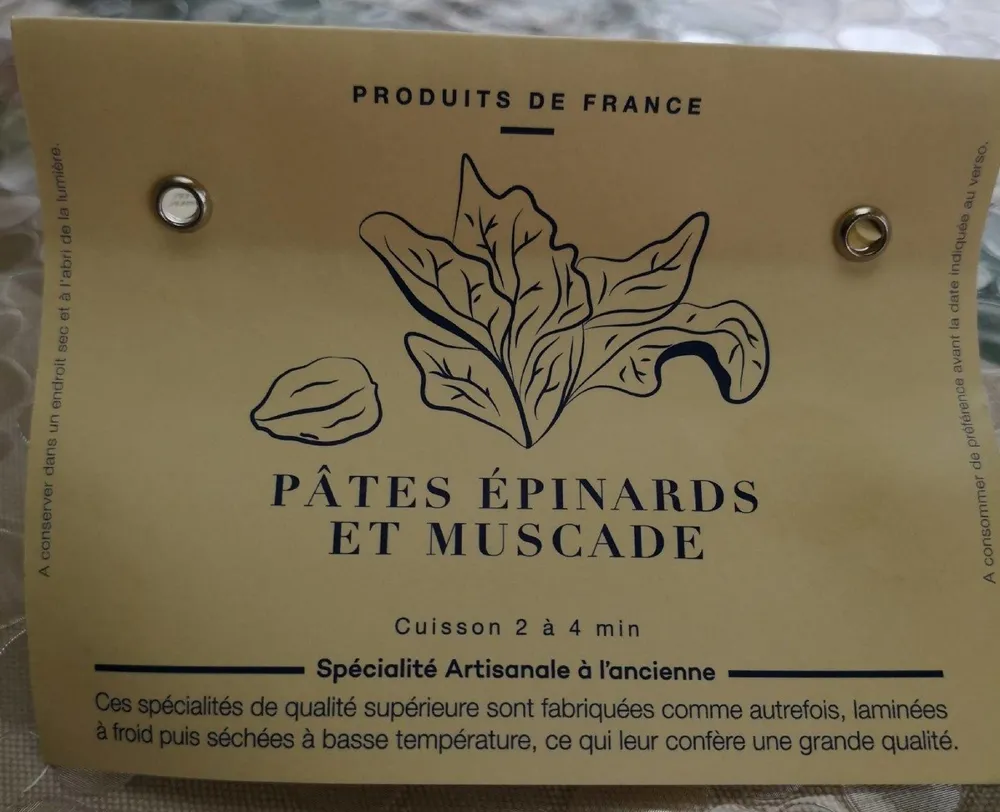 Pâtes épinards - Muscade