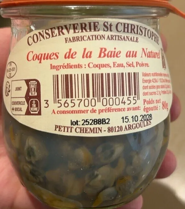Coques de la Baie au naturel