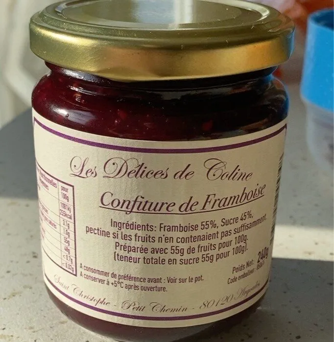 Confiture de framboise les délices de Coline