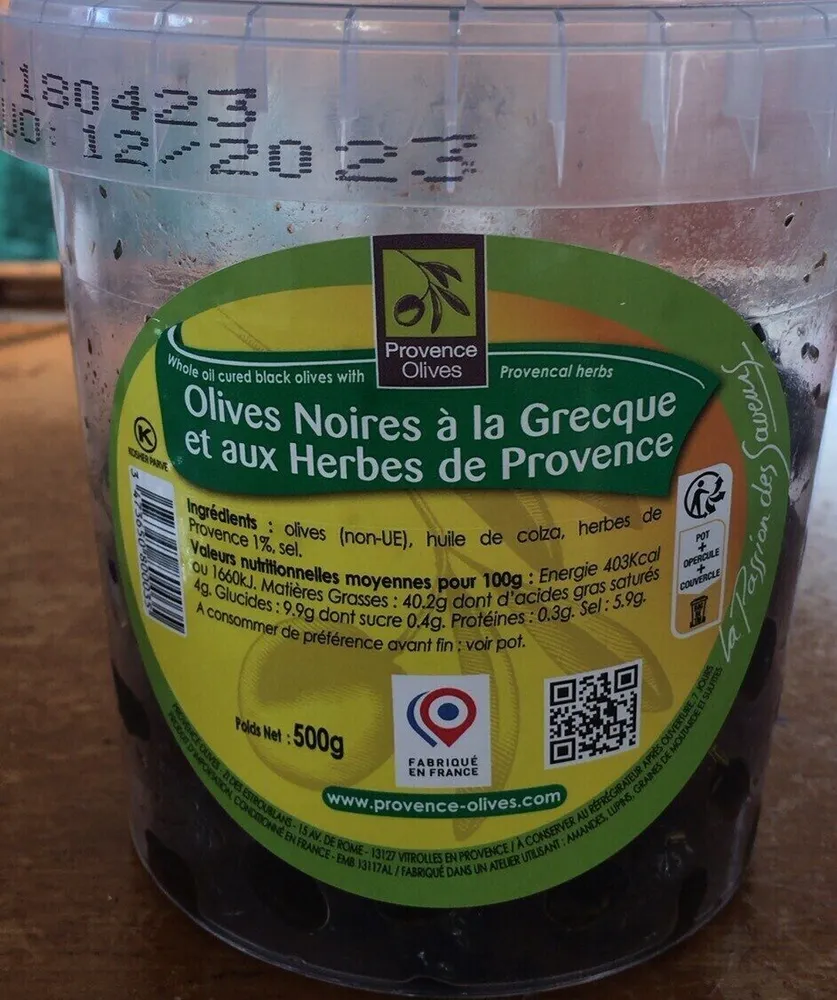 Olive noires a la grecque et aux herbes de provences