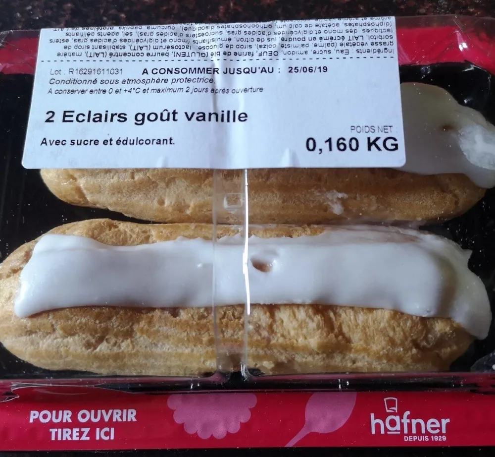 2 éclairs goût vanille