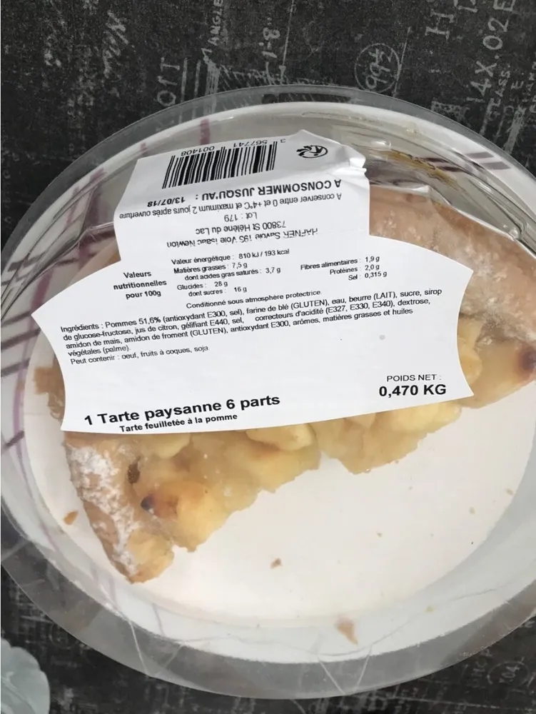 Tarte paysanne 6 parts