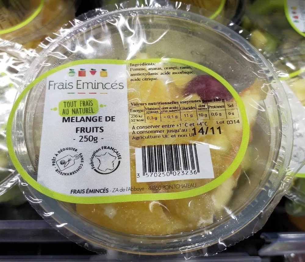 Mélange 4 fruits, barquette 250g