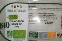 Champignons émincés bio