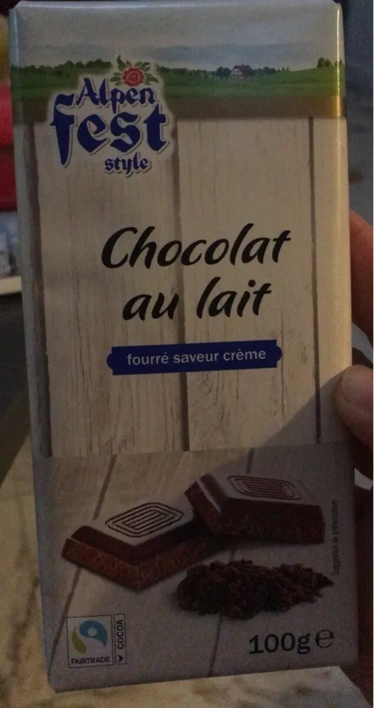 Chocolat au lait fourré saveur crème