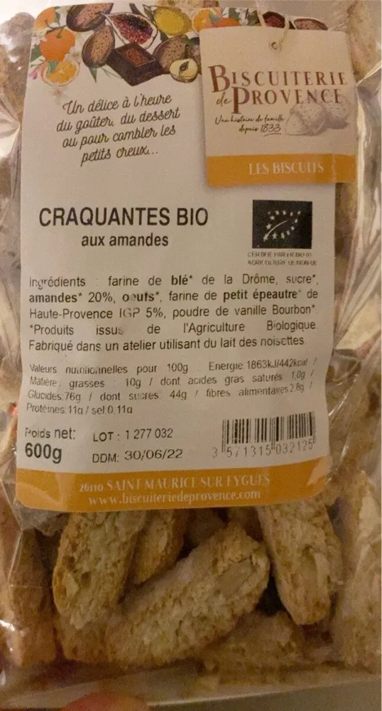 Craquantes bio aux amandes