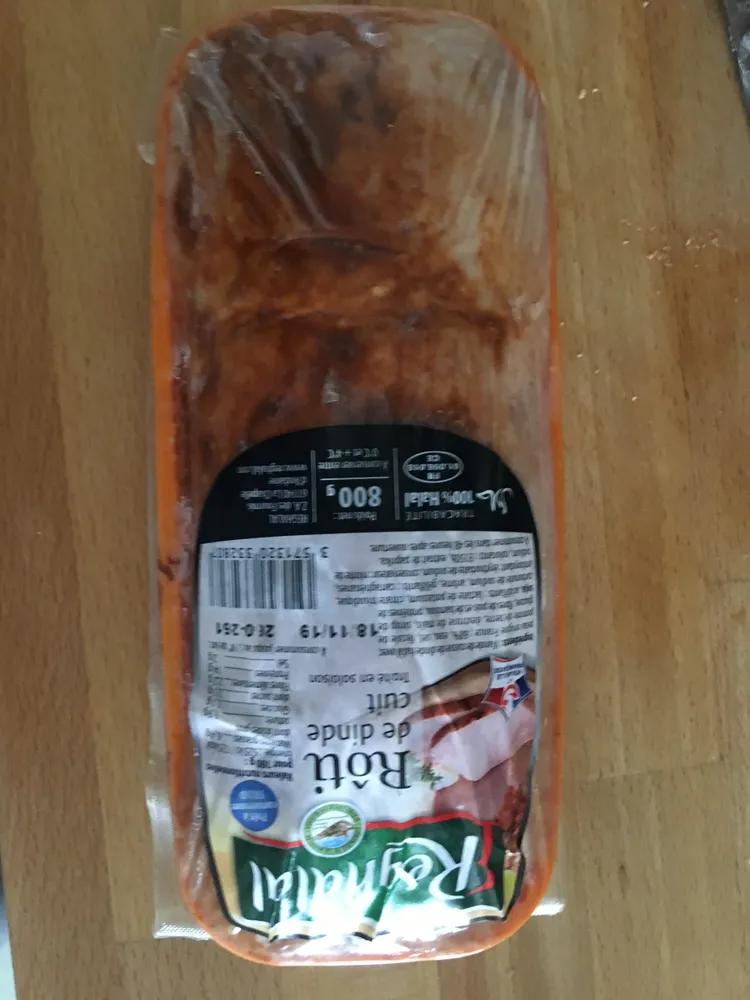 Rôti Cuit De Dinde Halal, La Barquette Sous Vide De 800 gr