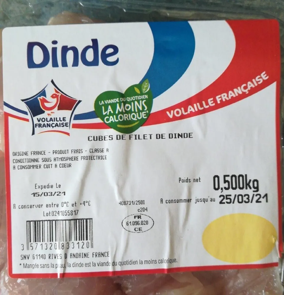 Cubes filet de dinde