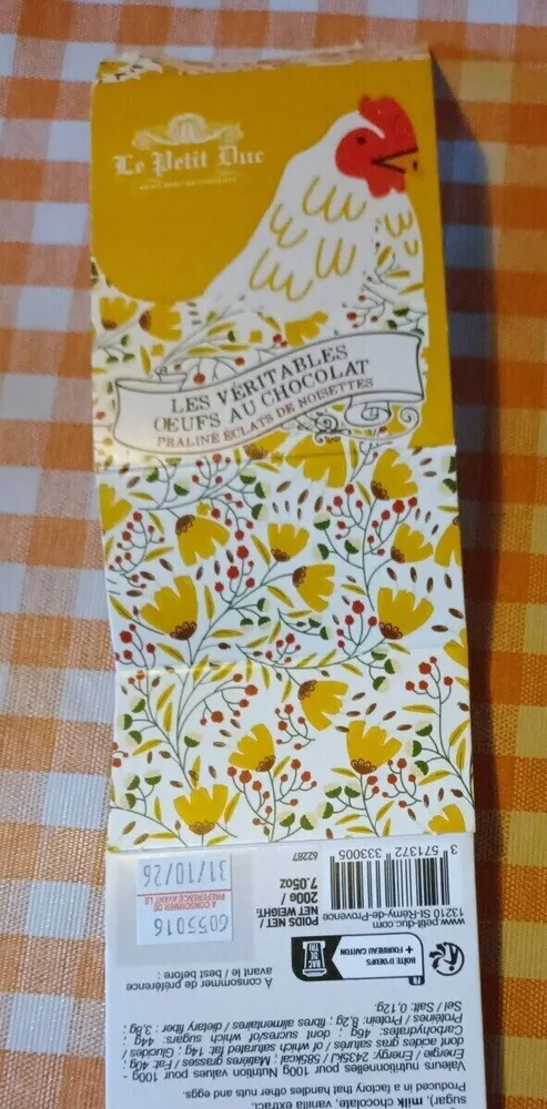 Les véritables œufs de chocolat praliné éclat de noisette