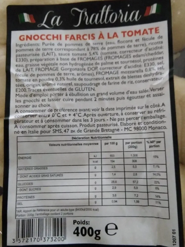 Gnocchi farcis à la tomate