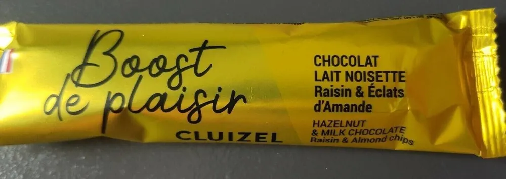 Boost de plaisir Chocolat Lait Noisette Raisin amande