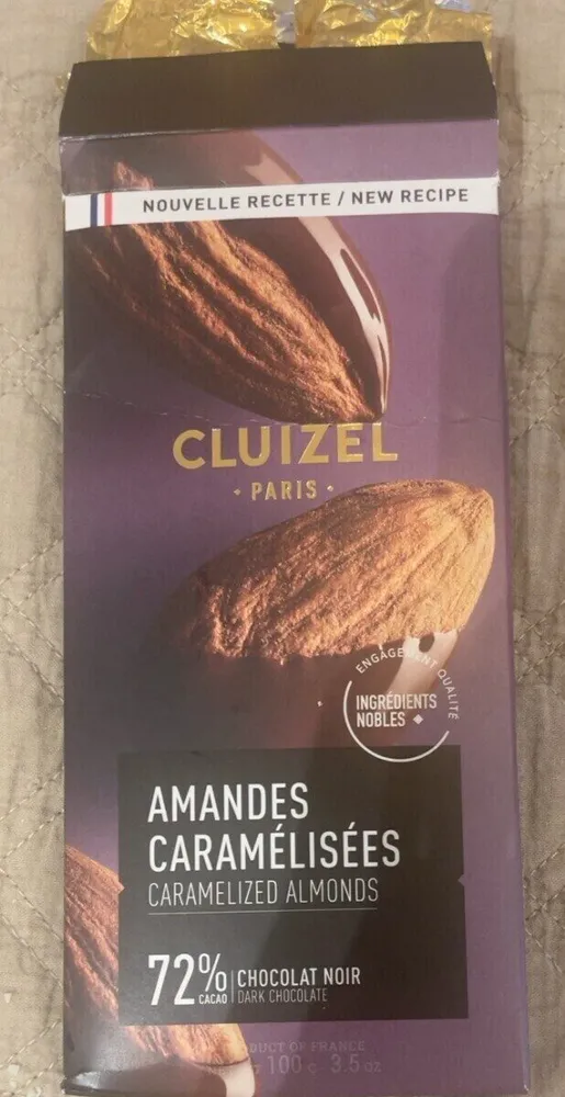 Chocolat noir 72%, amandes caramélisées
