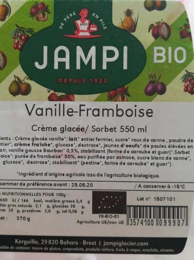Crème glacée sorbet 550ml
