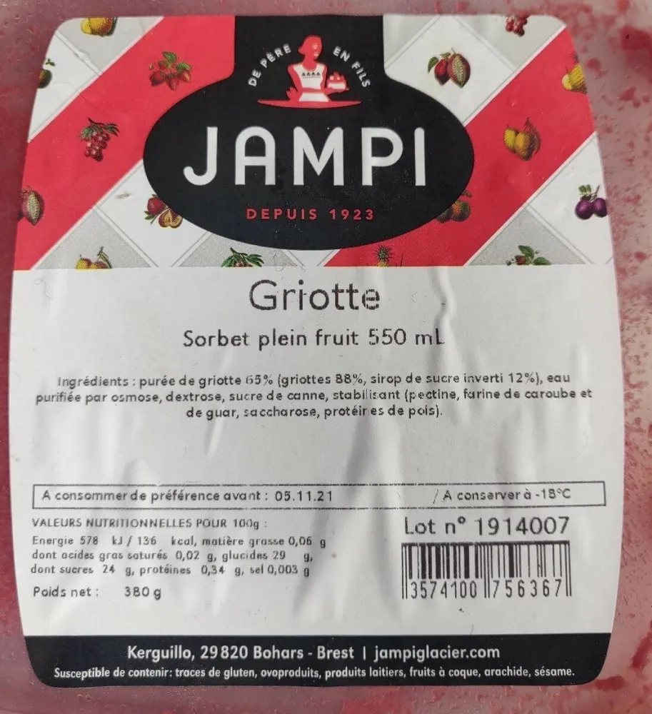 Sorbet plein fruit Griotte