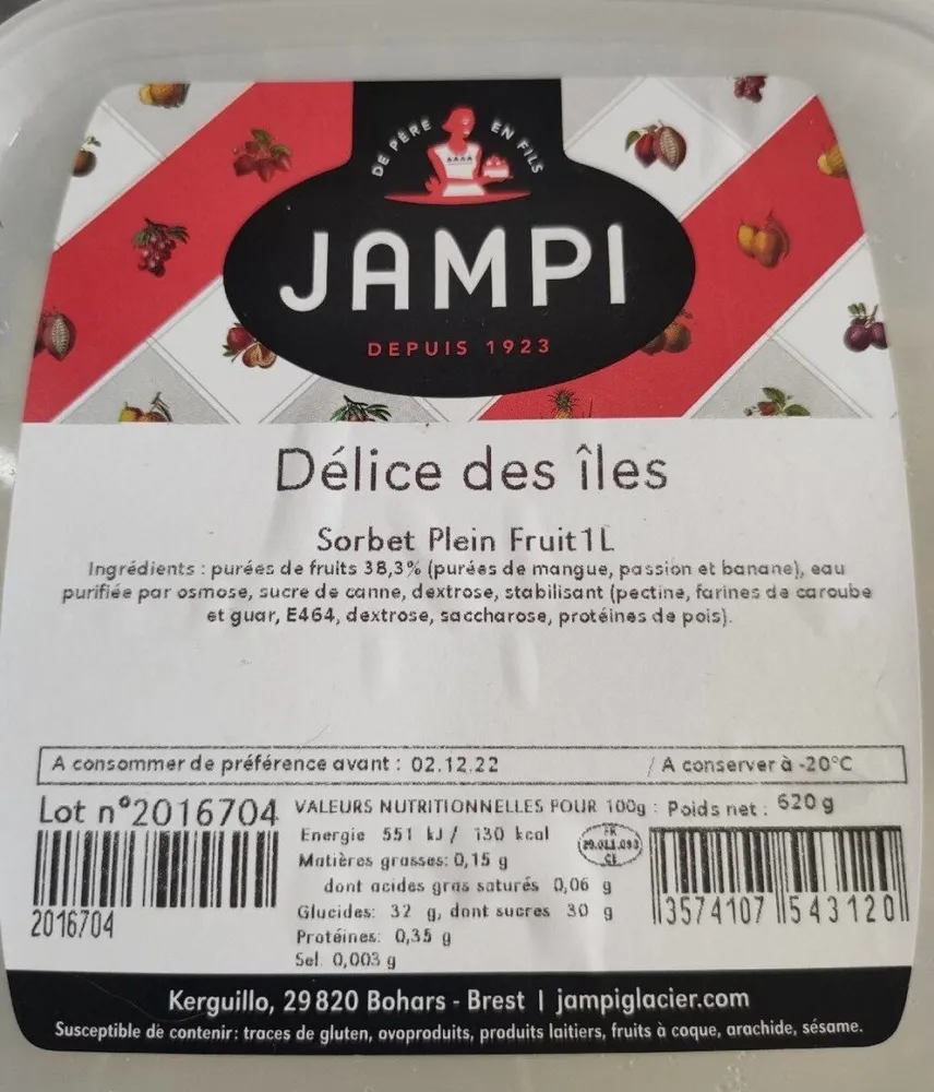 Sorbet plein fruit Délice des îles