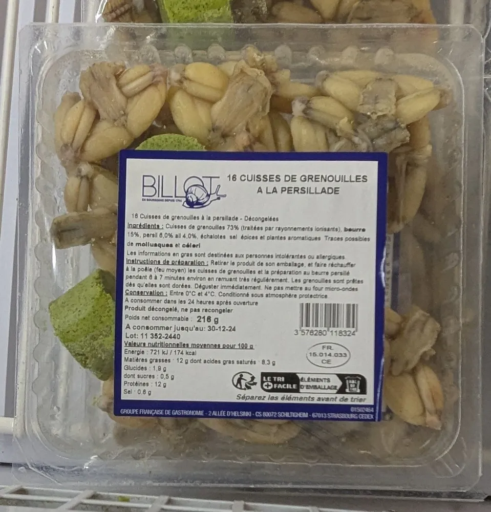 16 cuisses de grenouilles à la persillade