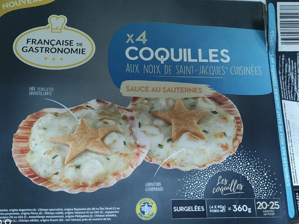 X 4 coquilles aux noix de saint jacques cuisinées
