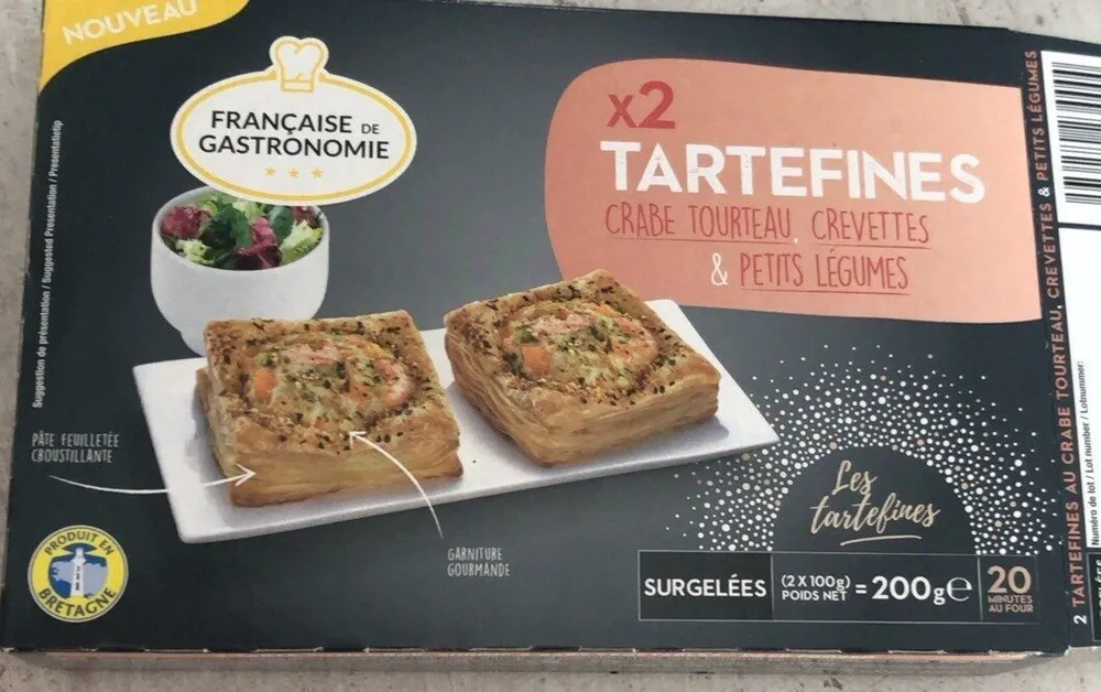 Tartefines crabe tourteau crevettes et petits légumes