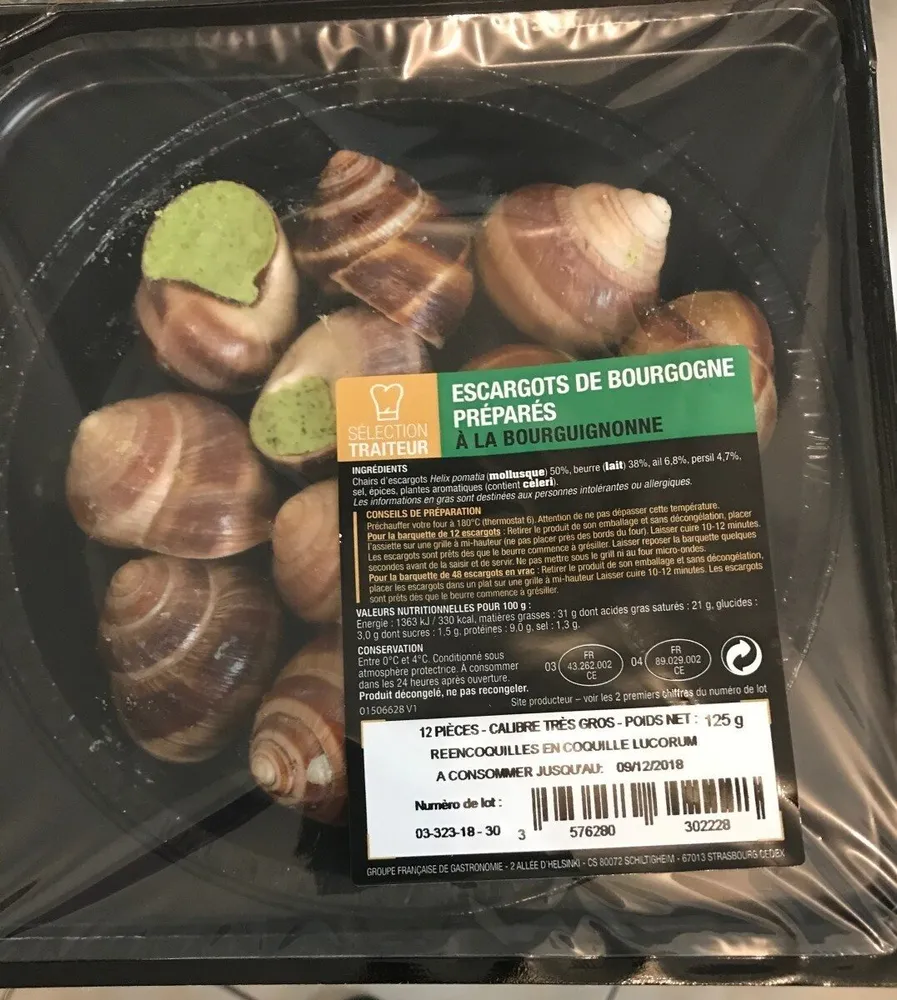 12 Escargots de Bourgogne à la Bourguignonne, calibre très gros