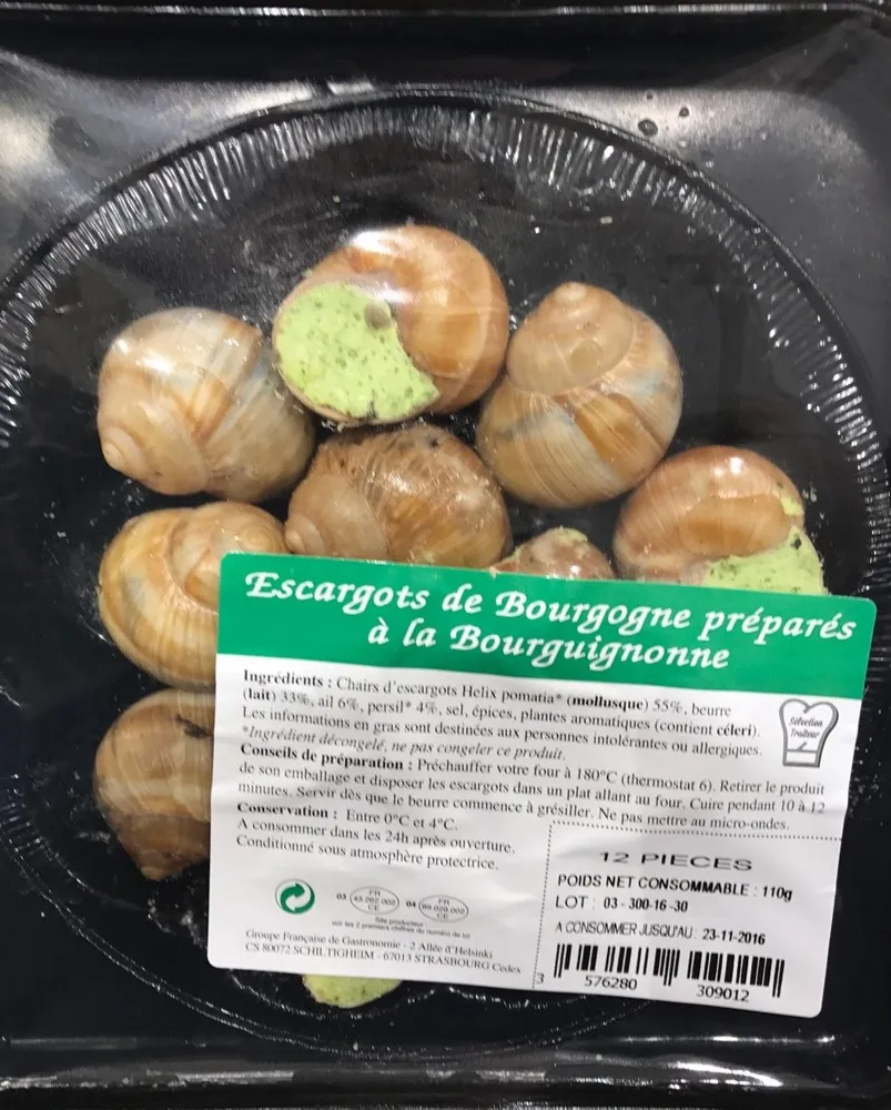 Escargots de Bourgogne préparés à la Bourguignonne