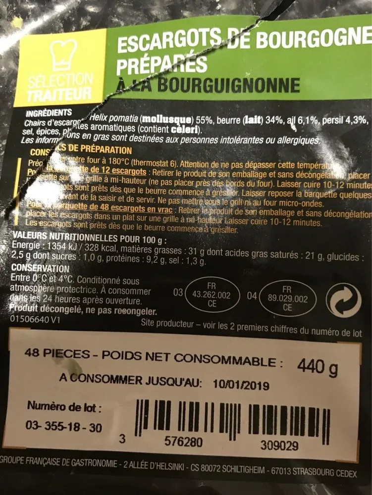 Escargots de Bourgogne préparés à la Bourguignonne