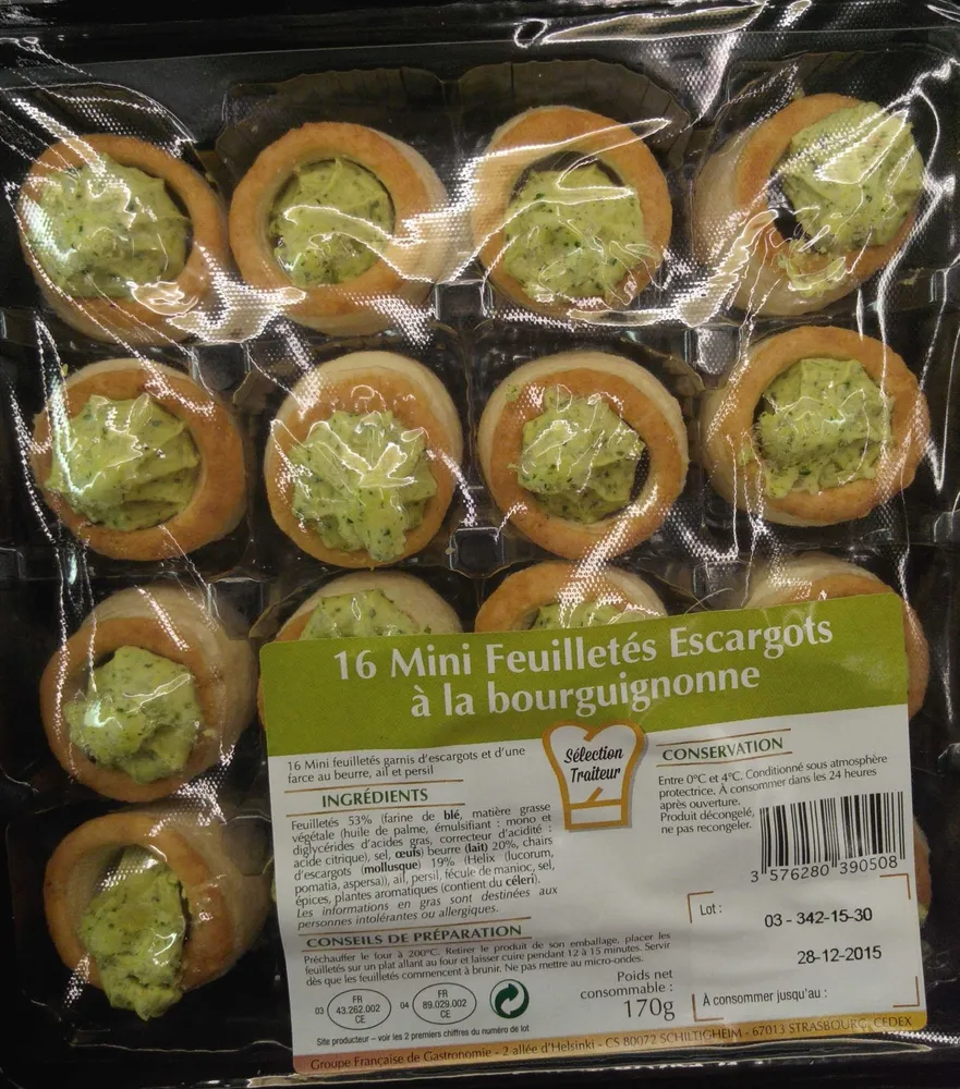 16 mini feuilletés escargots à la bourguignonne