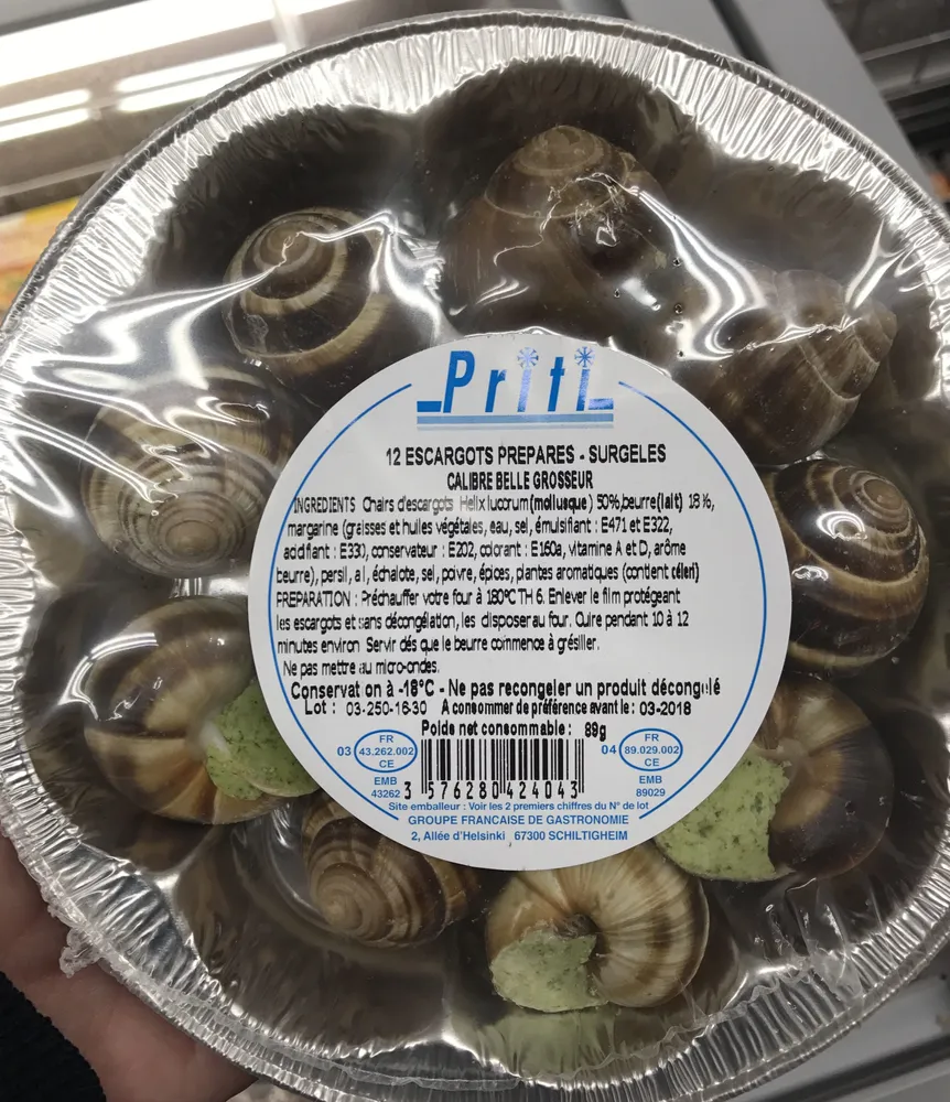 12 escargots préparés surgelés
