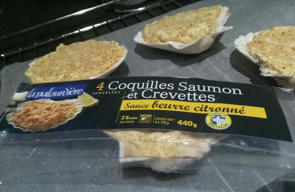 4 coquilles saumon et crevettes