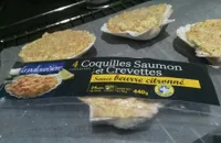 4 coquilles saumon et crevettes