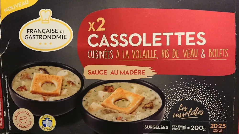 Cassolettes cuisinées à la volaille, riz de veau et bolets