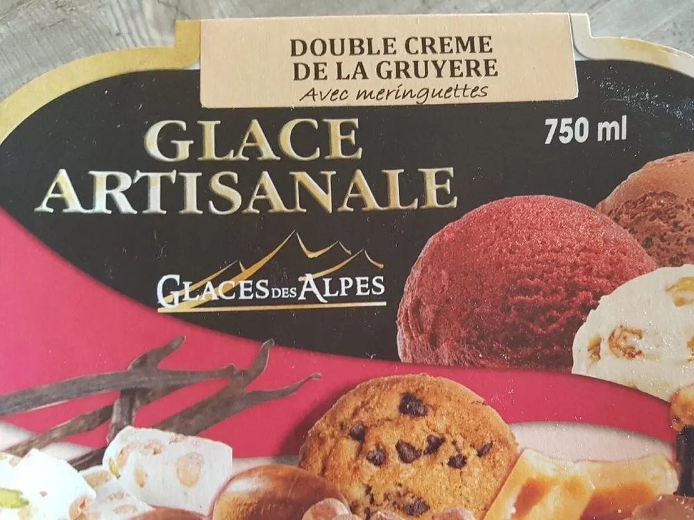 Glace artisanale Double crème de la Gruyère avec meringuettes