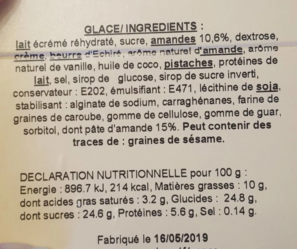 Glace Artisanale Amande